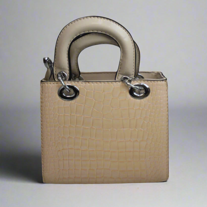 Aimeigao Beige Croc Handbag & Slide Sandal Set