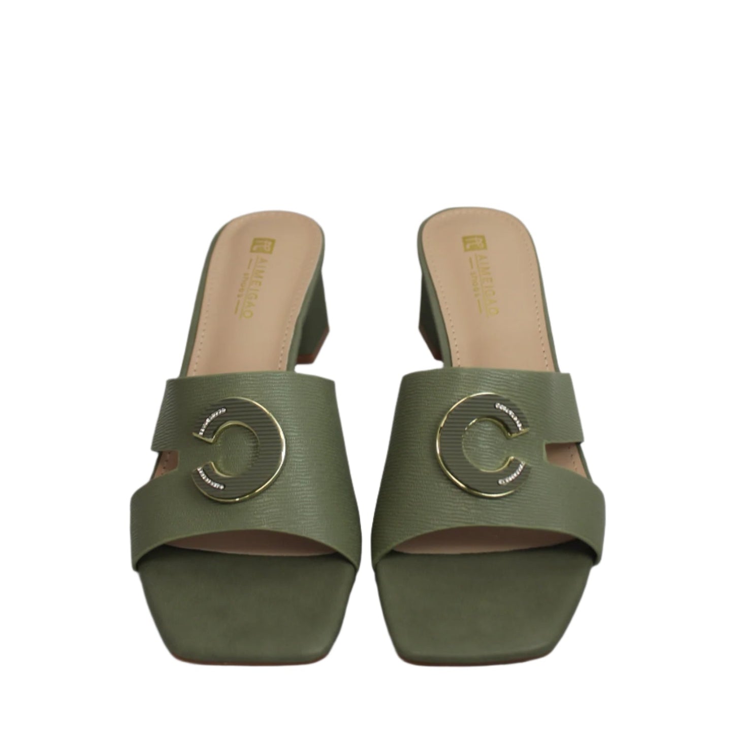 Aimeigao Green Handbag & Slide Sandal Set