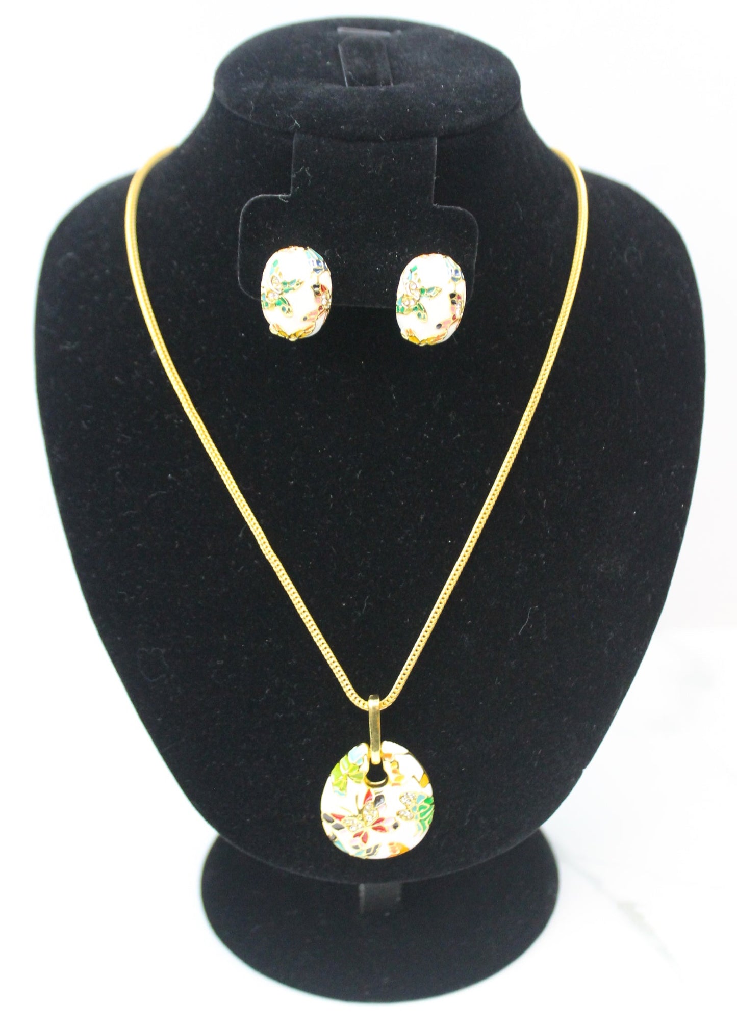 Floral Enamel Pendant Set