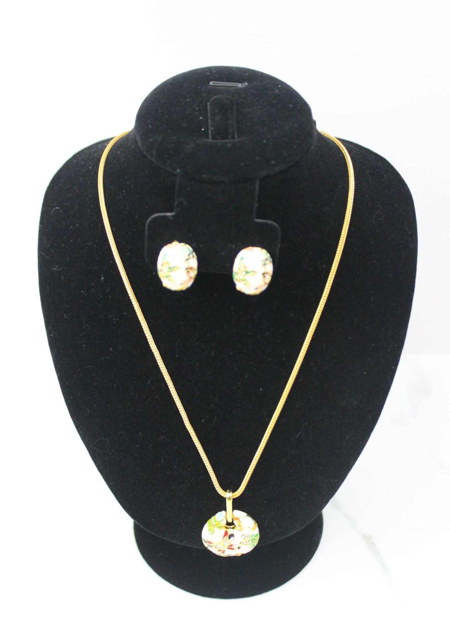 Floral Enamel Pendant Set