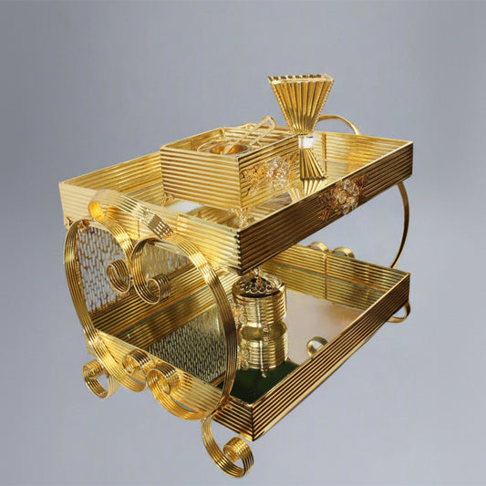 Gold Deluxe 2‑Tier Bakhoor Burner Set with Tray