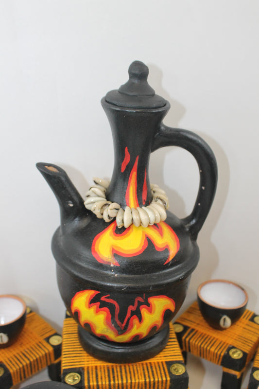 Handmade Ethiopian Coffee Ceremony Set – Flame Design