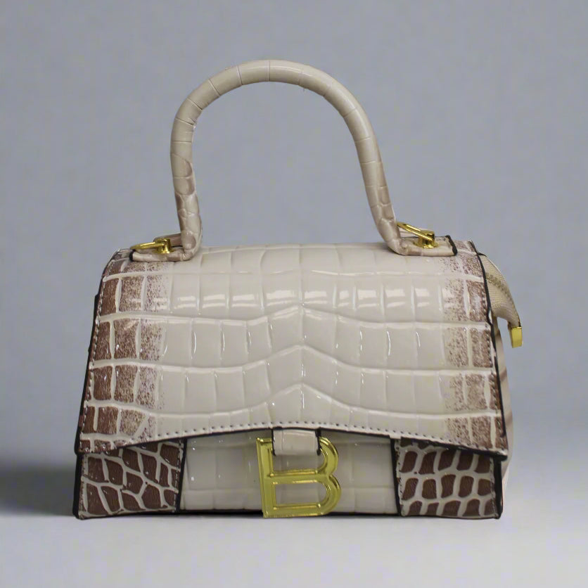 Ivory Croc Heels & Bag Set