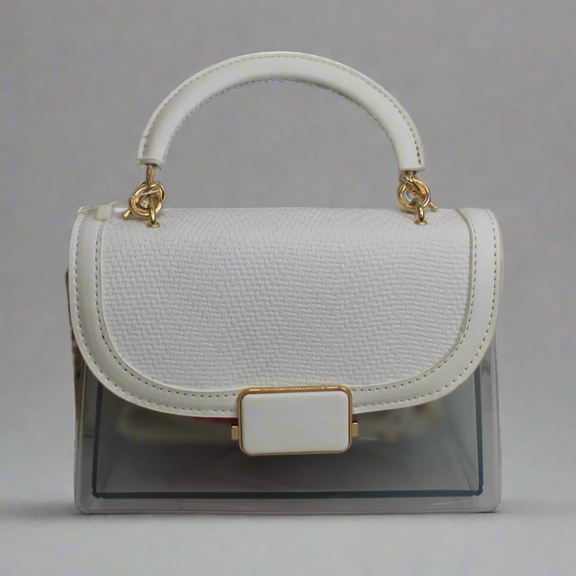 Ivory Glow Clear-Strap Heels with Mini Handbag