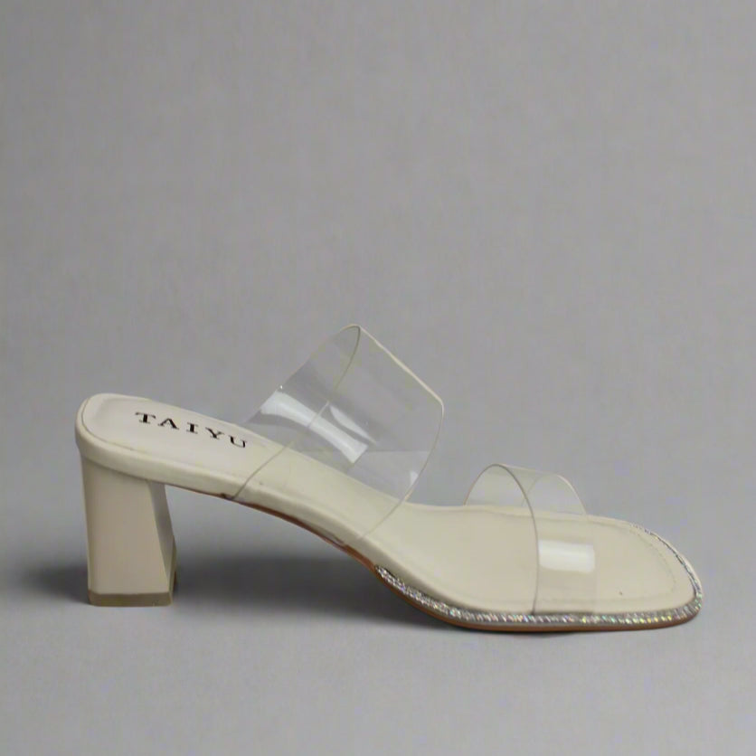 Ivory Glow Clear-Strap Heels with Mini Handbag