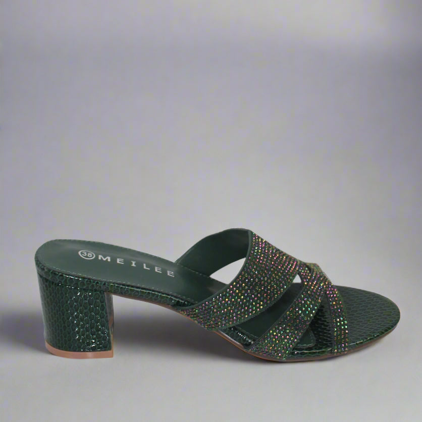 Metilee Green Heels & Matching Handbag Set