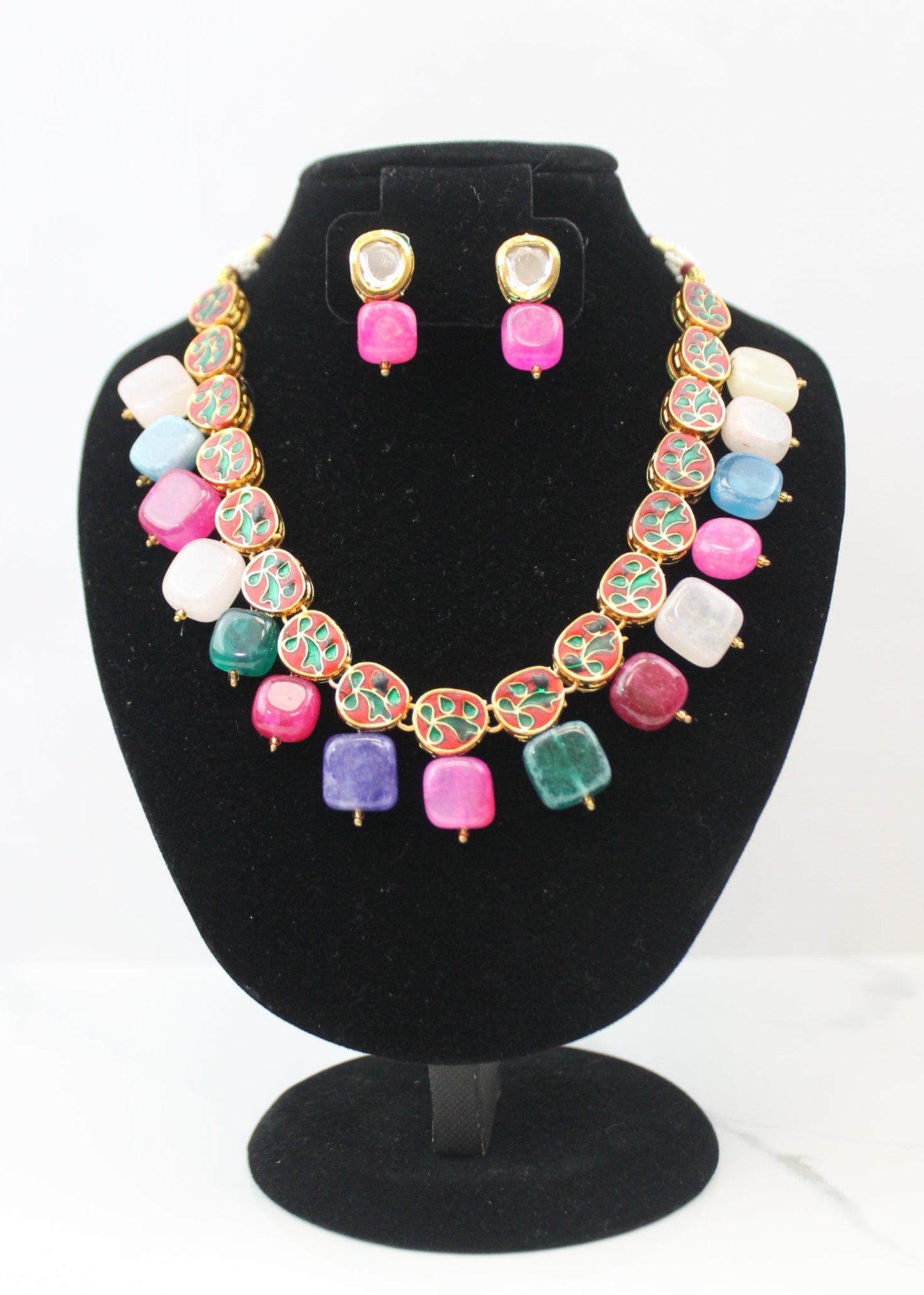Multi-Color Stone Necklace Set