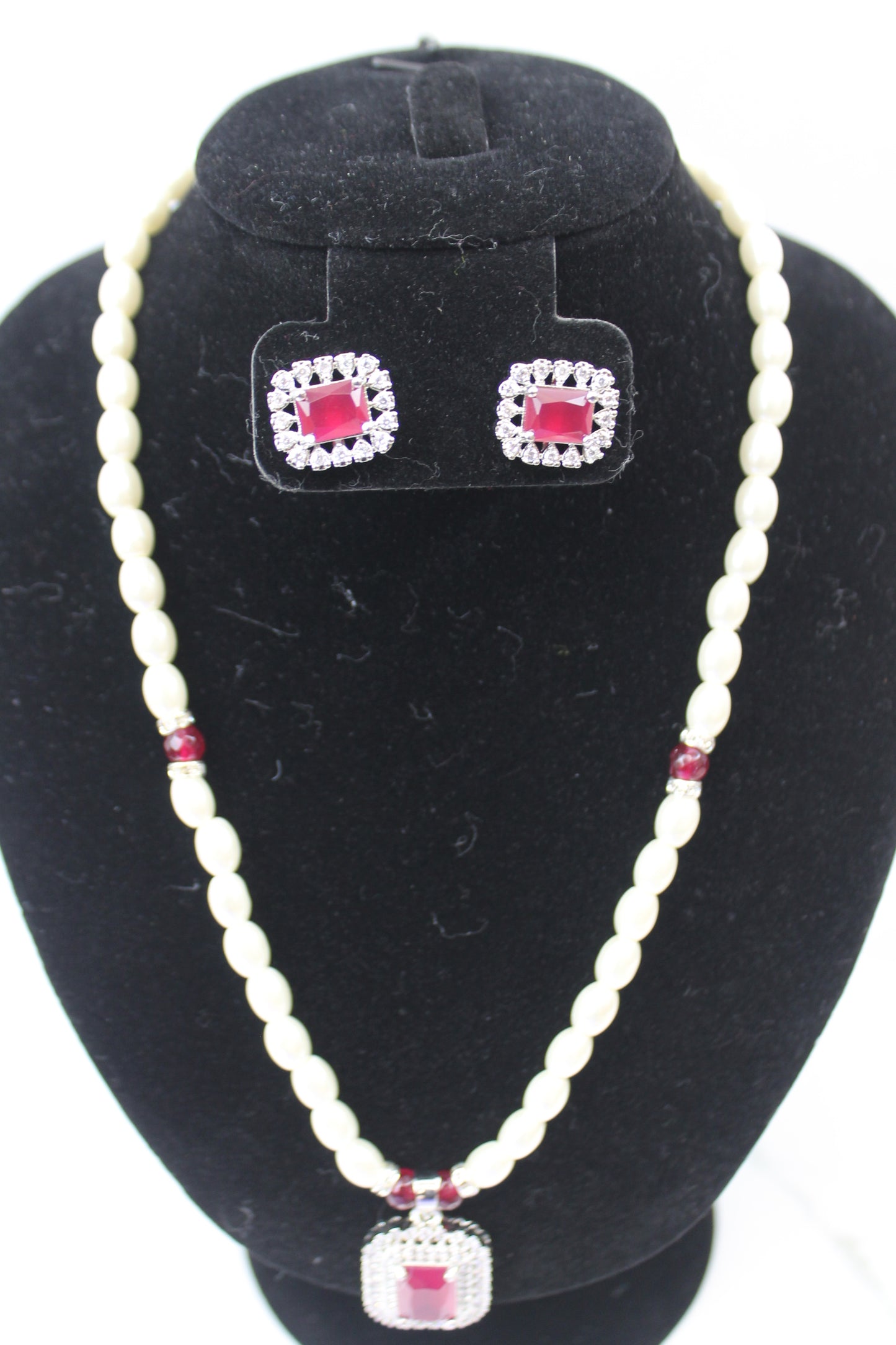 Pearl & Ruby Necklace Set