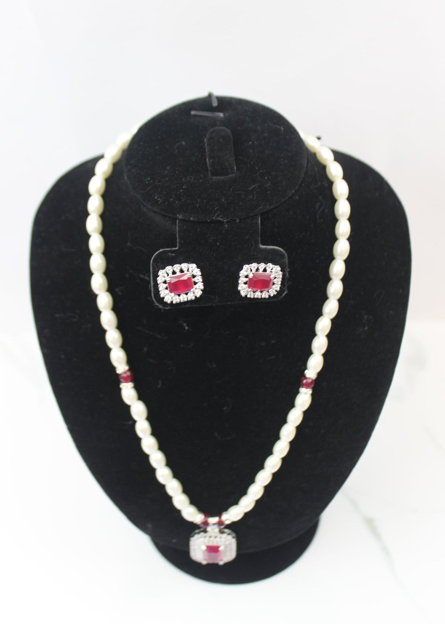 Pearl & Ruby Necklace Set