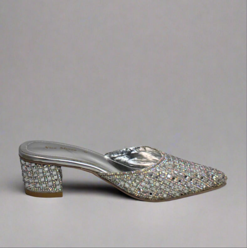 Silver Sparkle Heels & Handbag Set