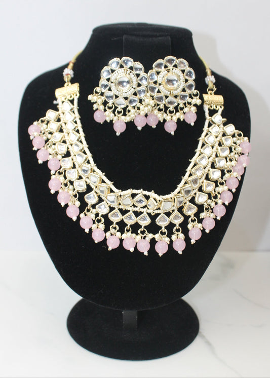 Blush Pink Kundan Necklace Set
