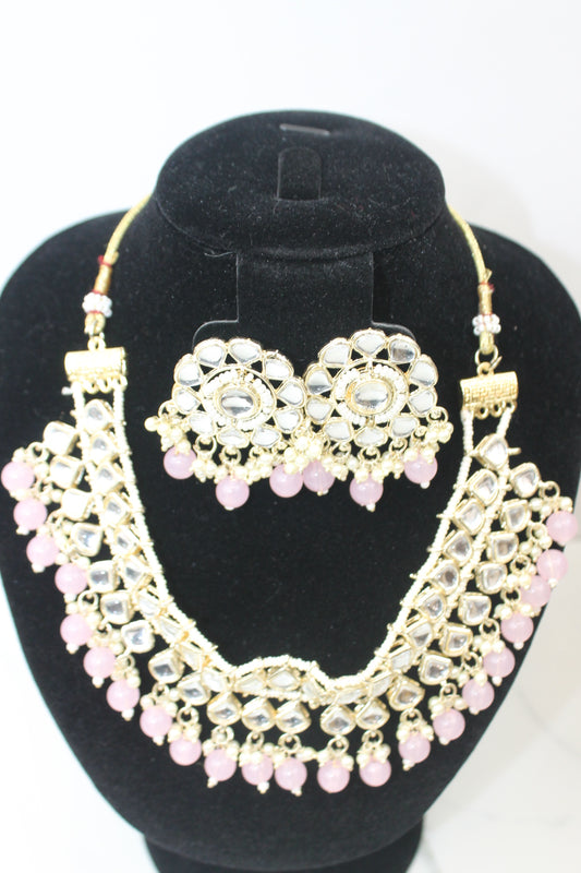 Blush Pink Kundan Necklace Set
