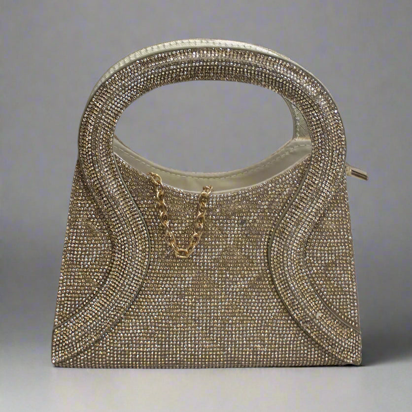 Champagne Glam Slides & Crystal Handbag