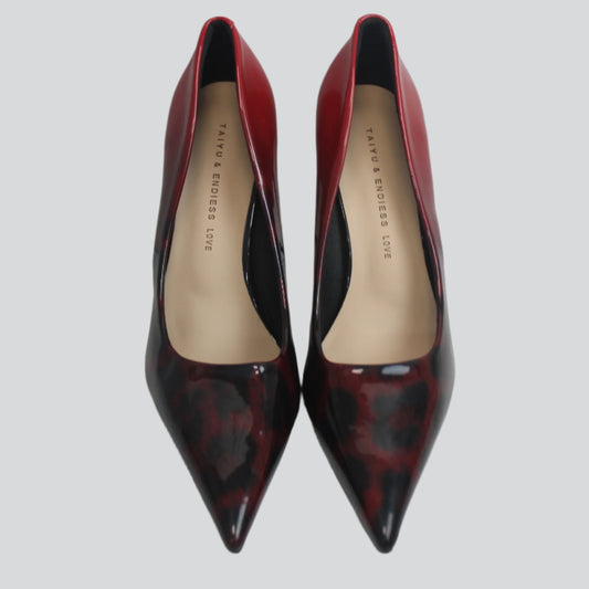Crimson Elegance Stiletto Heels with Croc Handbag