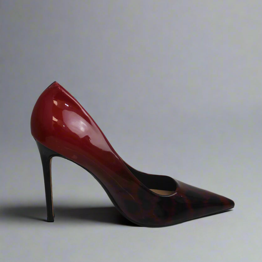 Crimson Elegance Stiletto Heels with Croc Handbag