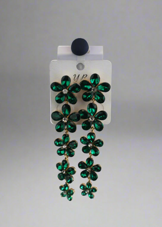 Emerald Blossom Drop Earrings