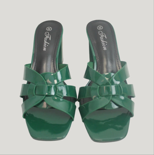 Emerald Gloss Heel & Clutch Set