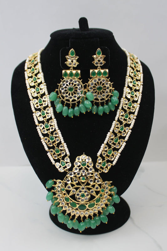Emerald Kundan Necklace Set