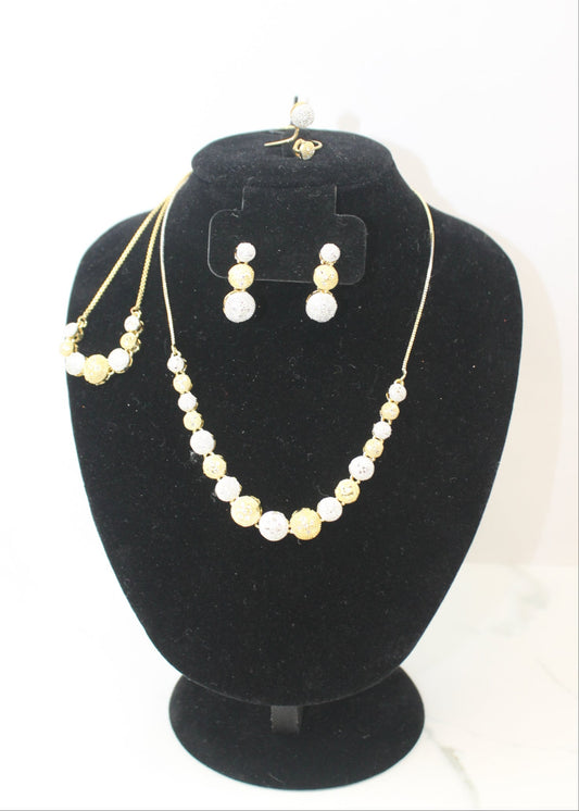 Gold & Silver Beaded Necklace Set