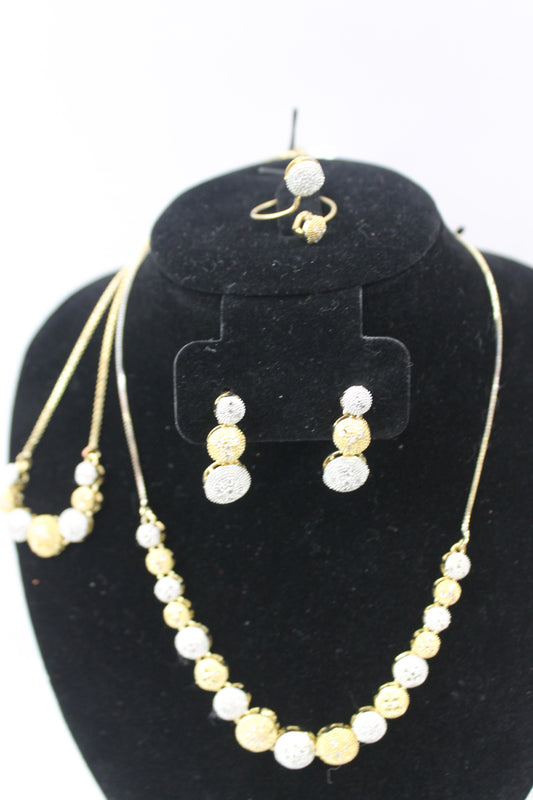 Gold & Silver Beaded Necklace Set