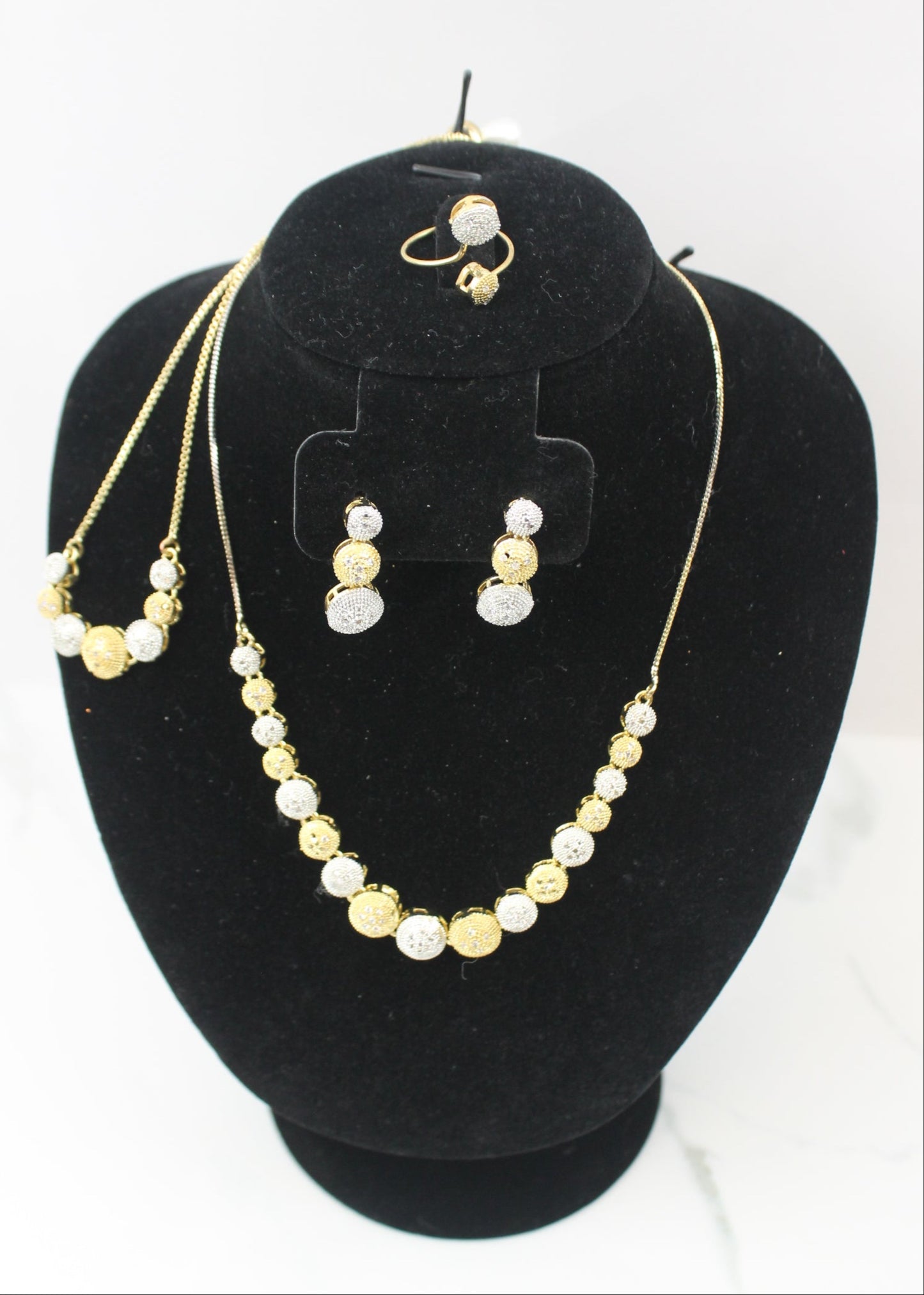 Gold & Silver Beaded Necklace Set