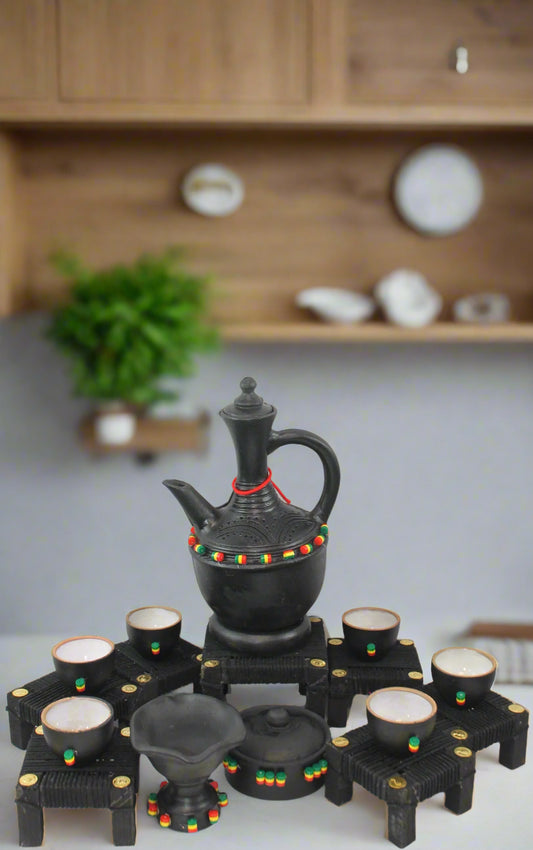 Handmade Ethiopian Coffee Ceremony Set – Beaded Design