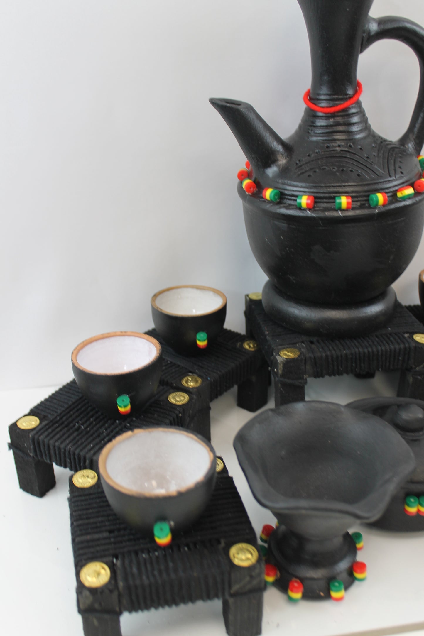 Handmade Ethiopian Coffee Ceremony Set – Beaded Design
