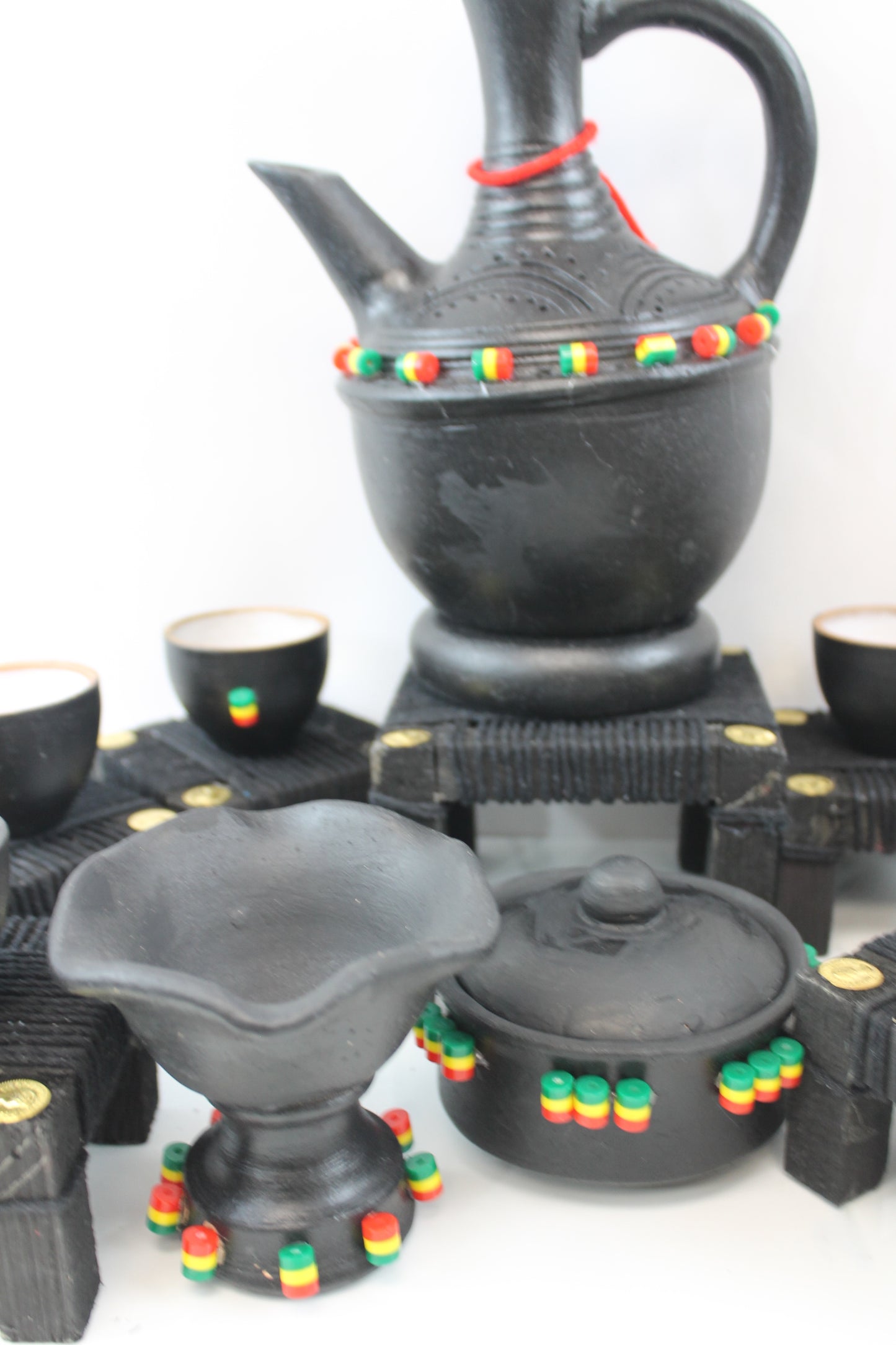 Handmade Ethiopian Coffee Ceremony Set – Beaded Design