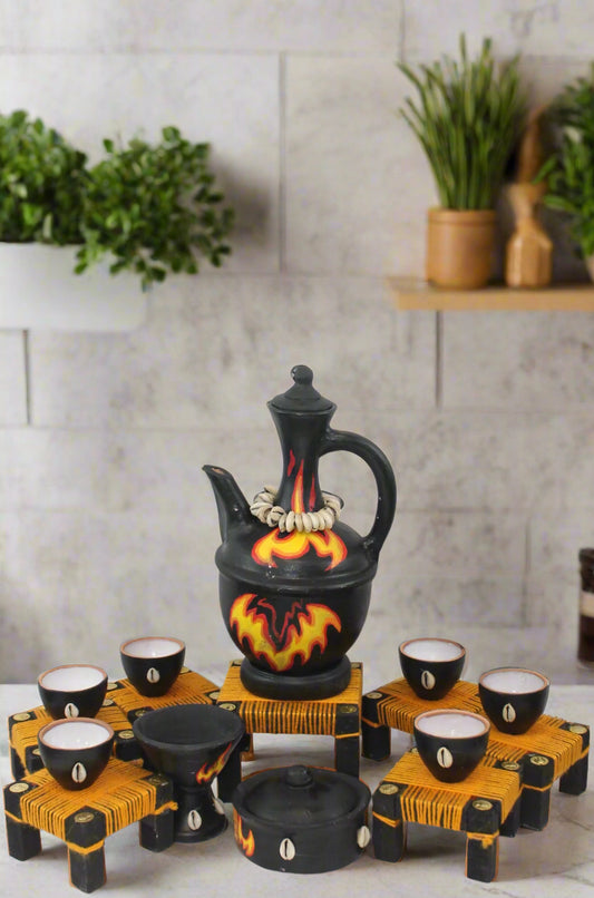 Handmade Ethiopian Coffee Ceremony Set – Flame Design