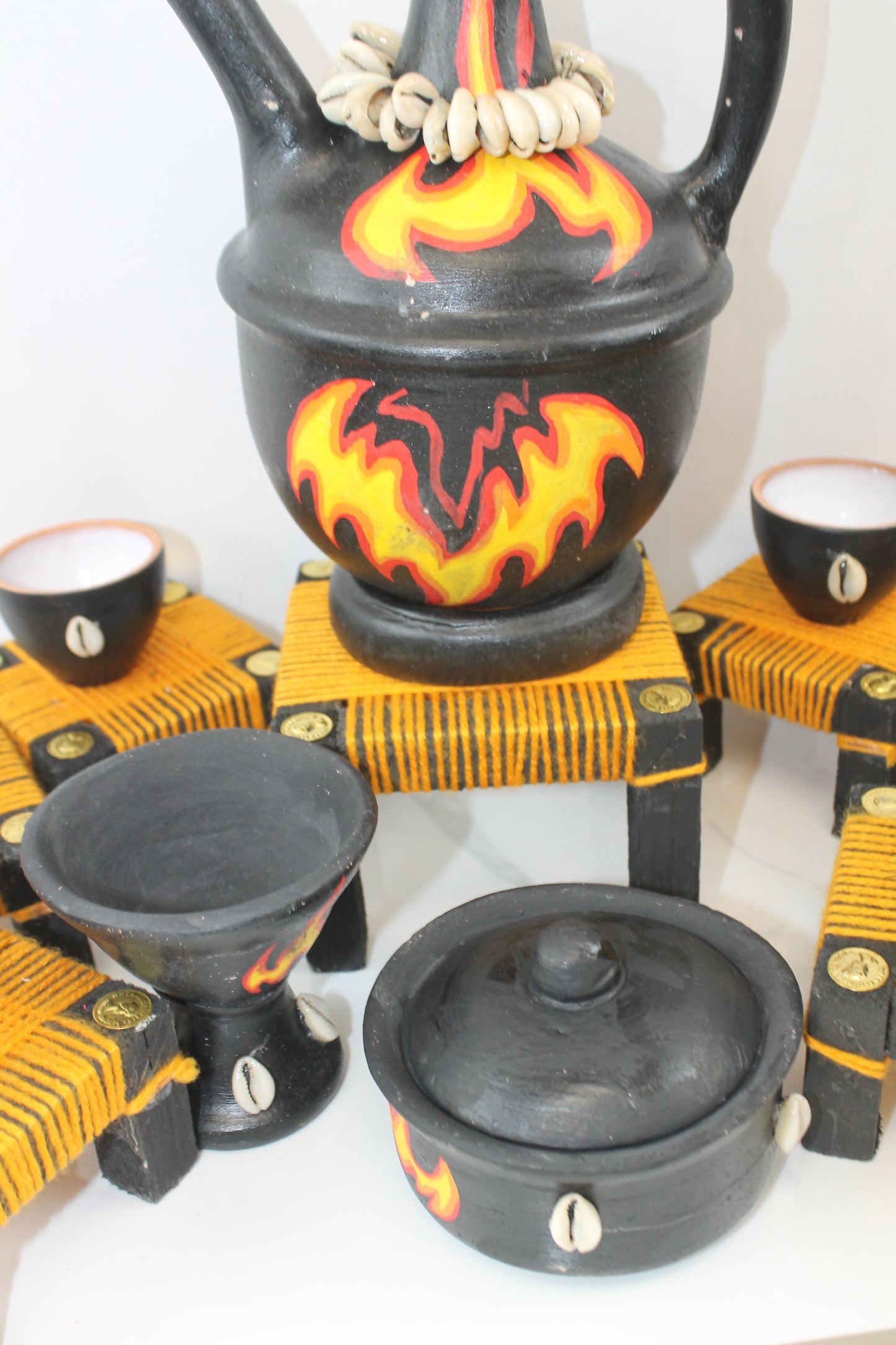 Handmade Ethiopian Coffee Ceremony Set – Flame Design
