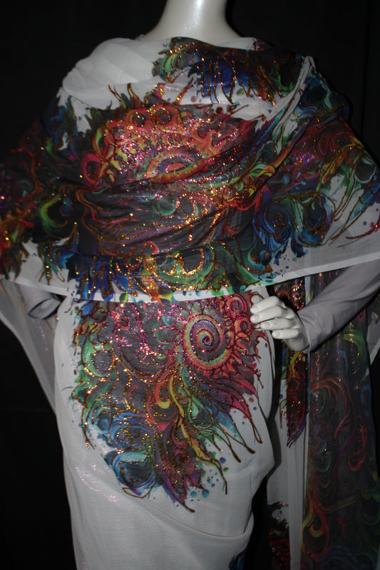 Sparking White Toub with colorful Design