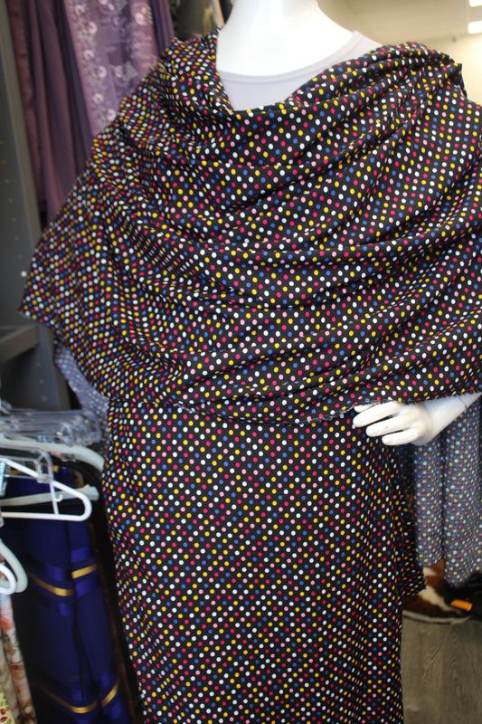 Black Hazaz Toub With Polka Dots