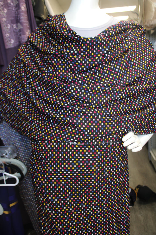 Black Hazaz Toub With Polka Dots