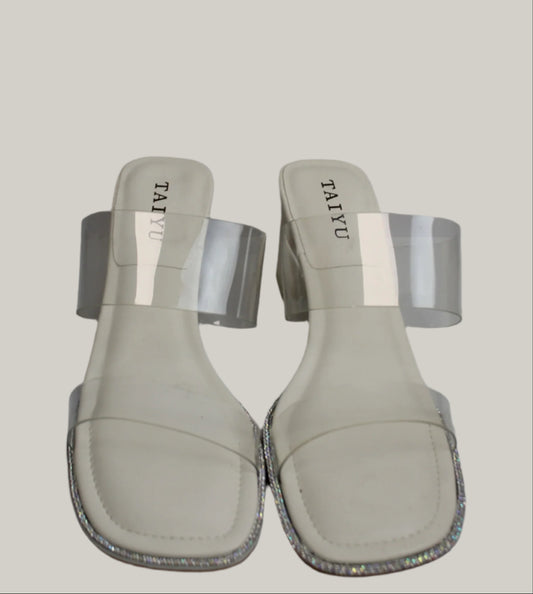 Ivory Glow Clear-Strap Heels with Mini Handbag