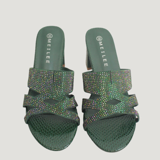 Metilee Green Heels & Matching Handbag Set