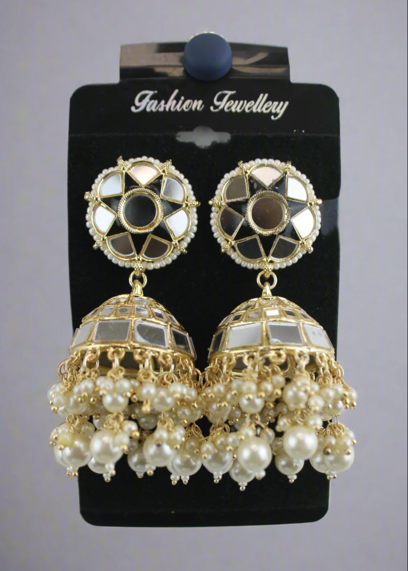 Mirror Work Jhumka Earrings