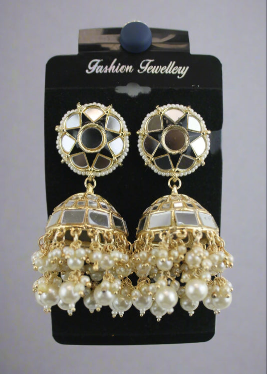 Mirror Work Jhumka Earrings