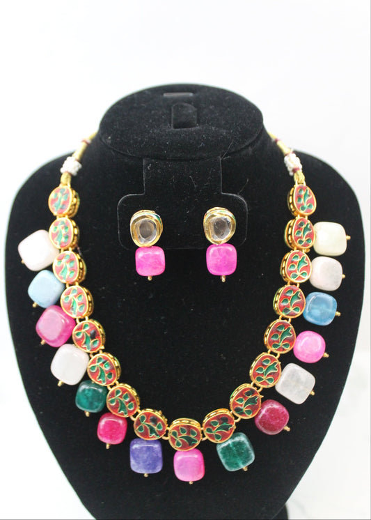 Multi-Color Stone Necklace Set