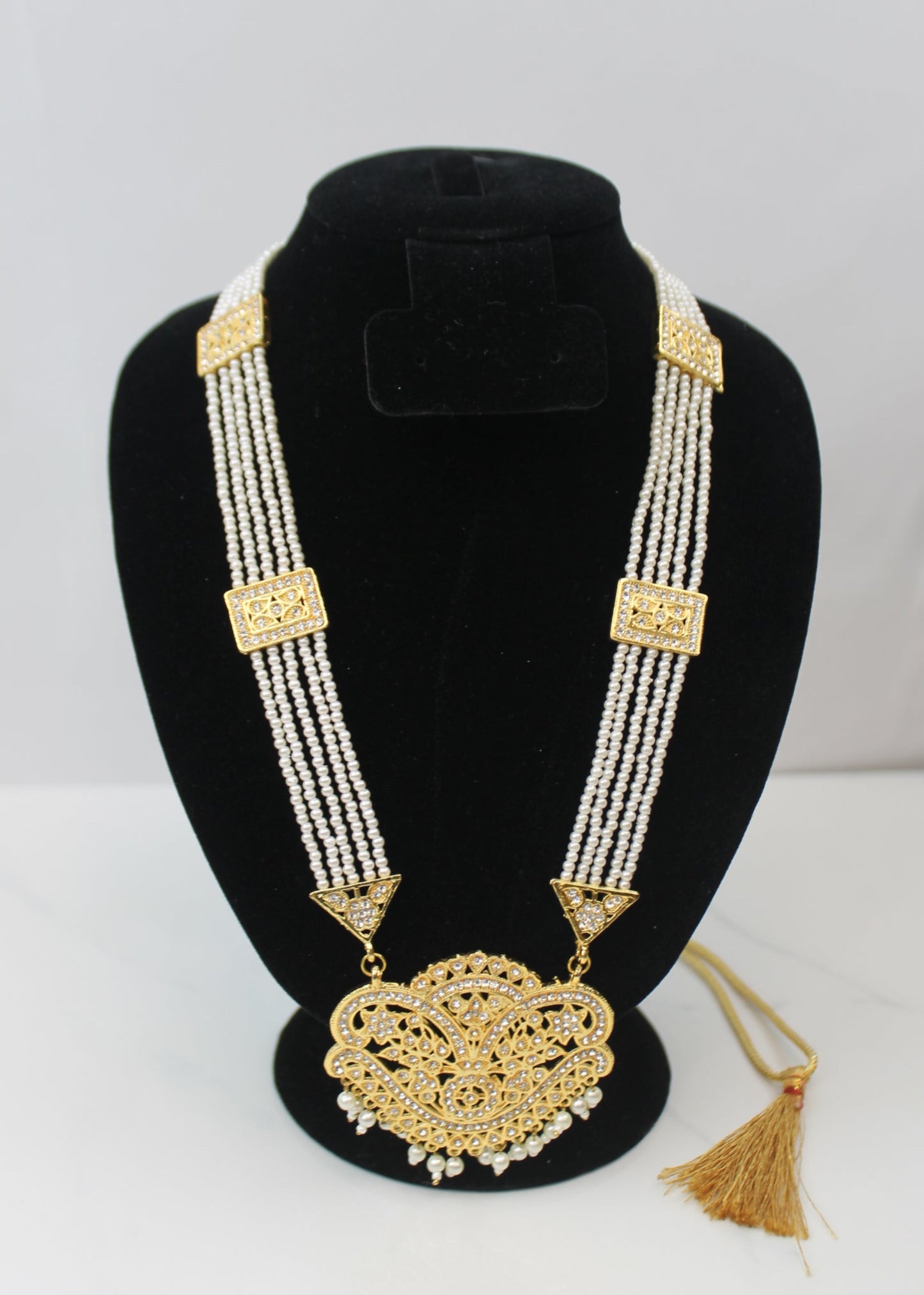 Pearl & Gold Long Bridal Set