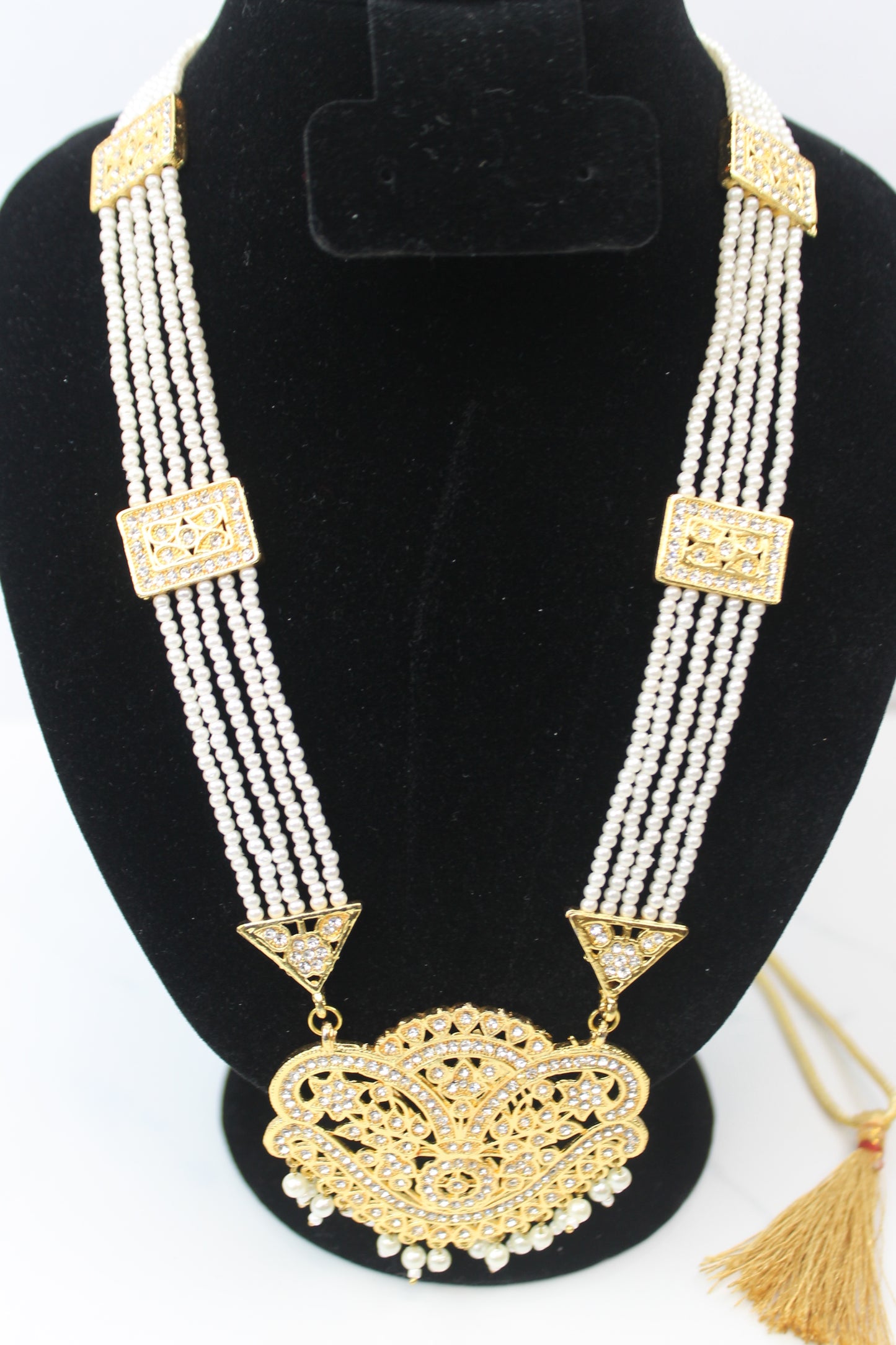 Pearl & Gold Long Bridal Set