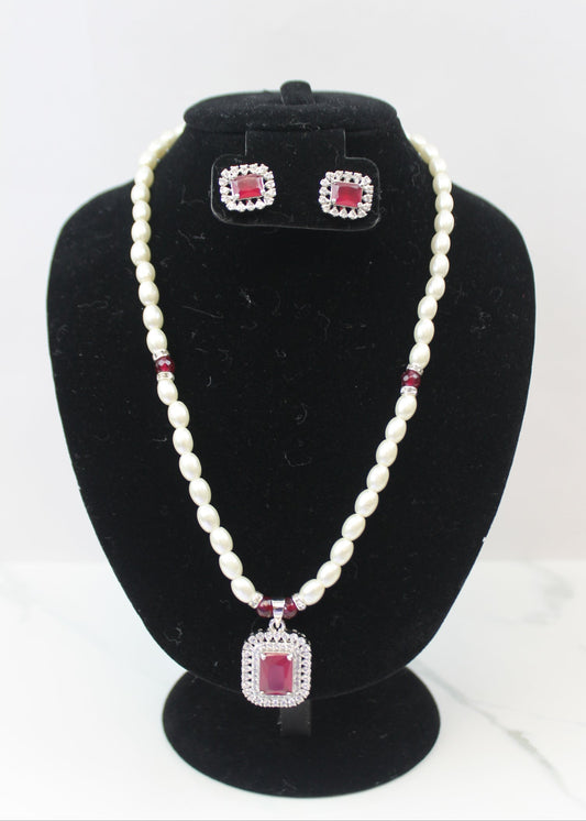 Pearl & Ruby Necklace Set