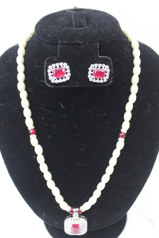 Pearl & Ruby Necklace Set