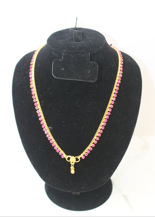 Pink Stone Gold Chain