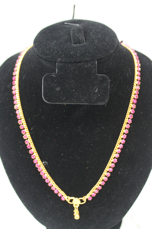 Pink Stone Gold Chain
