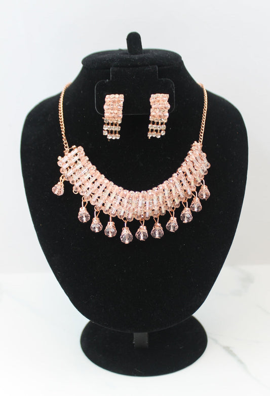 Rose Gold Crystal Necklace Set