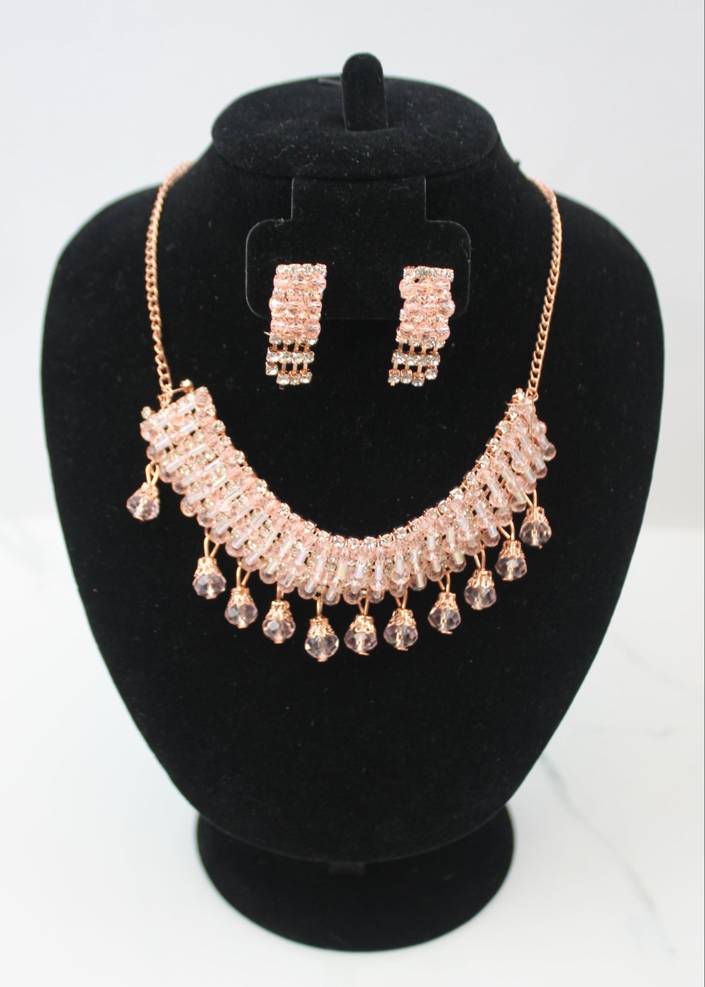 Rose Gold Crystal Necklace Set