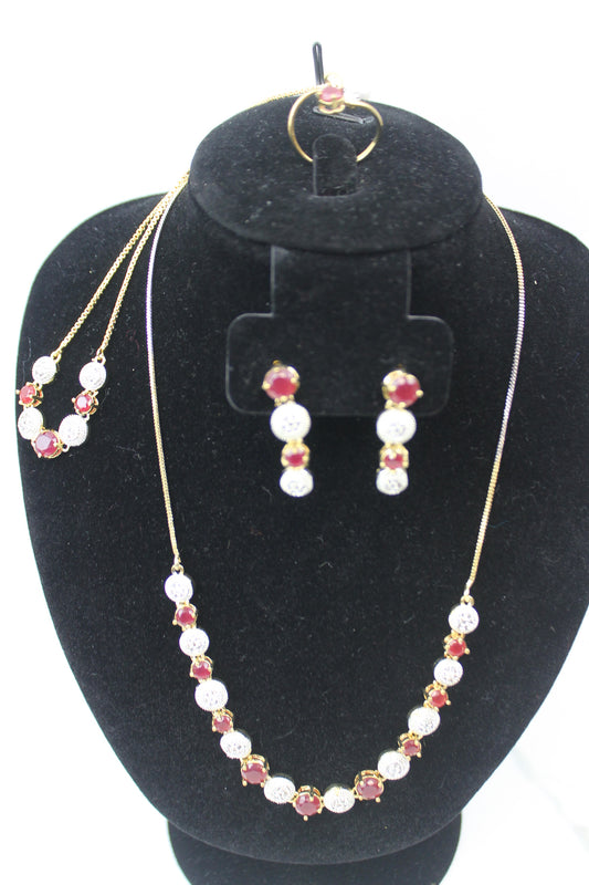 Ruby & Diamond Accent Necklace Set