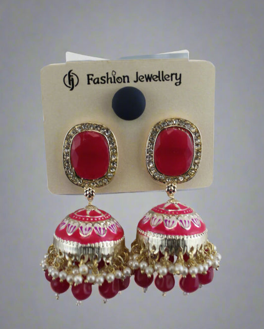 Ruby Dome Jhumka Earrings