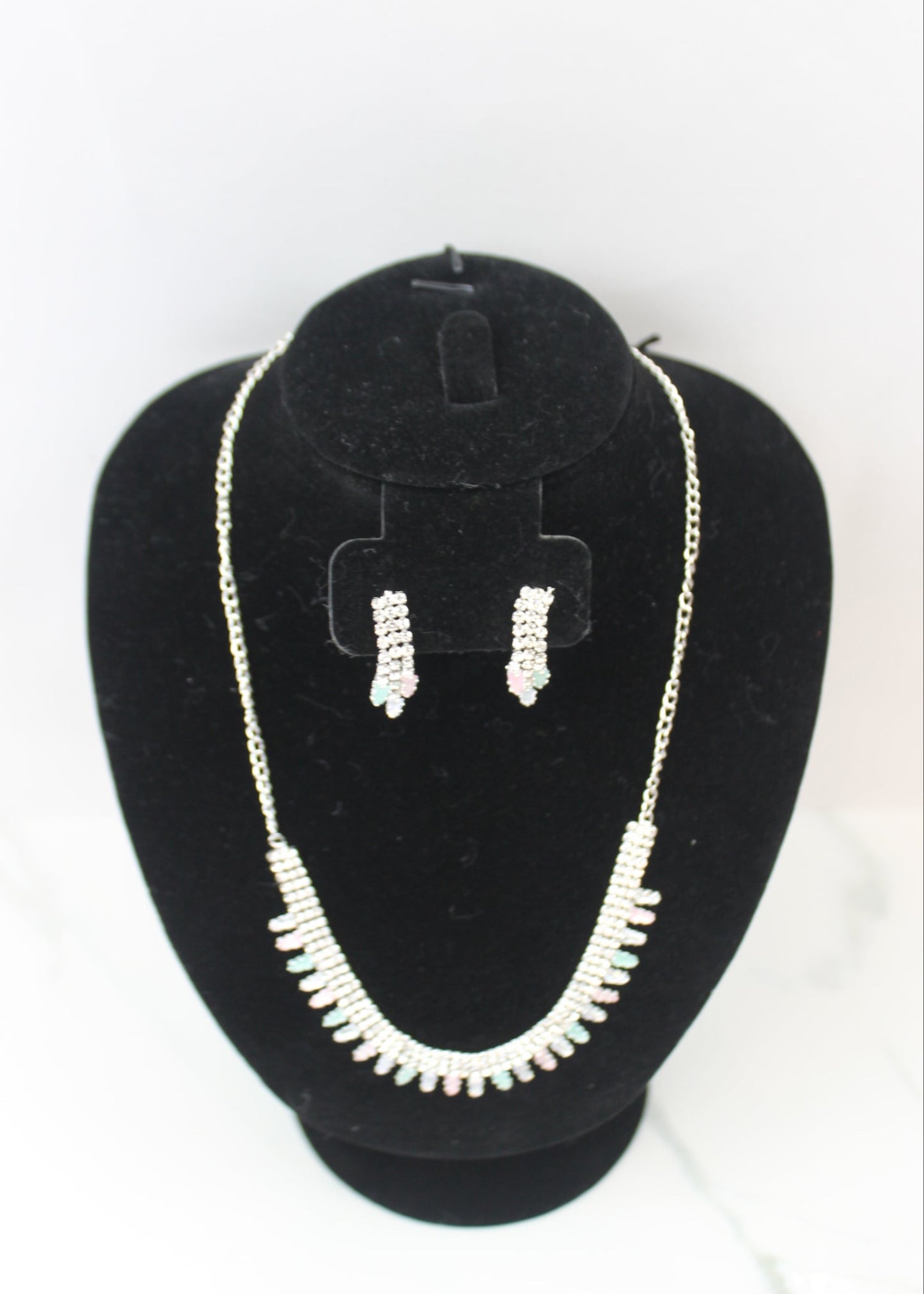 Silver Crystal Necklace Set