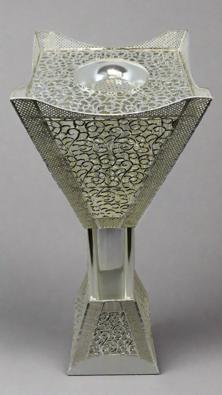 Silver Royal Swirl Bakhoor Burner – 96 cm / 3 ft